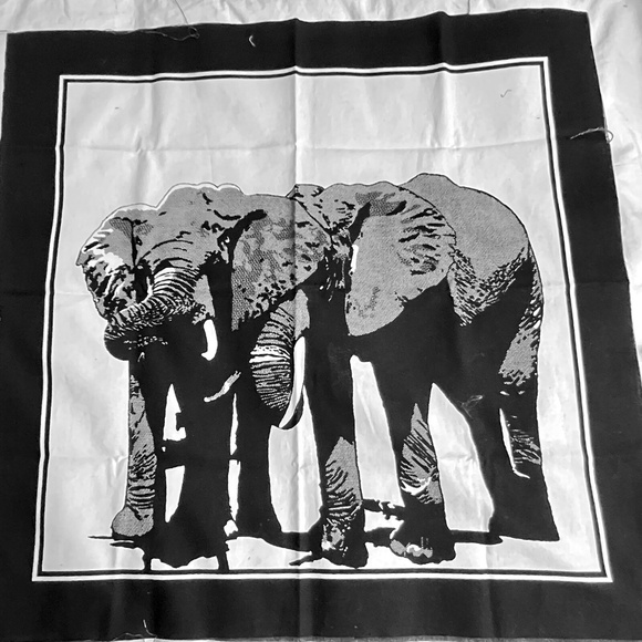 Stromma Sweden Frances Butler Fabric Print Art Black White Elephant 29" square - Picture 1 of 4
